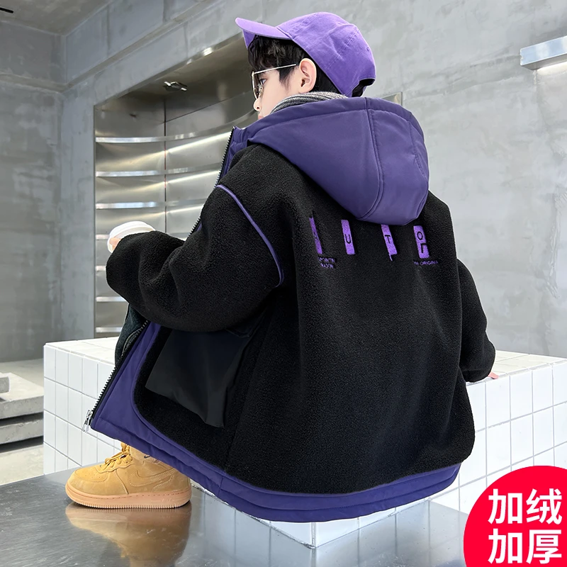 男童冬装羊羔绒外套新款加绒加厚冬季秋冬款潮【JR3017