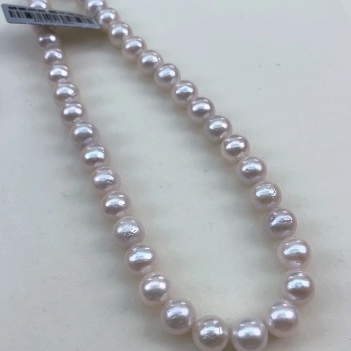 淡水珍珠颈饰银S925镶嵌8-9极光正圆福利