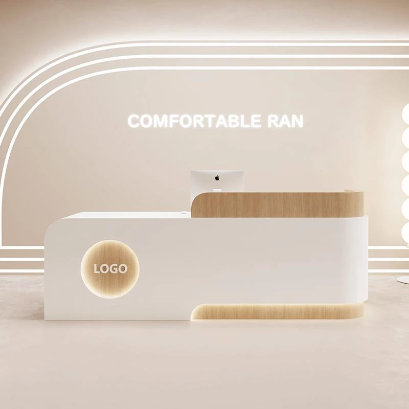 吧台轻奢高级感奶油风幼儿园艺术培训机构收银台童装店成品接待台