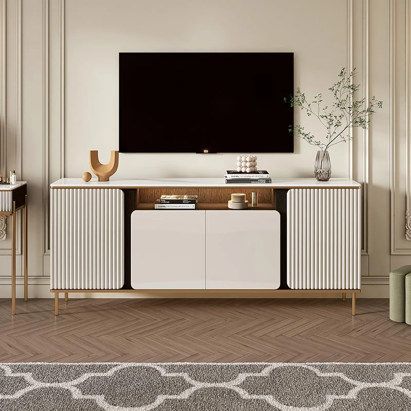 岩板卧室电视柜简约现代高款电视机柜轻奢边柜轻法式储物柜收纳柜