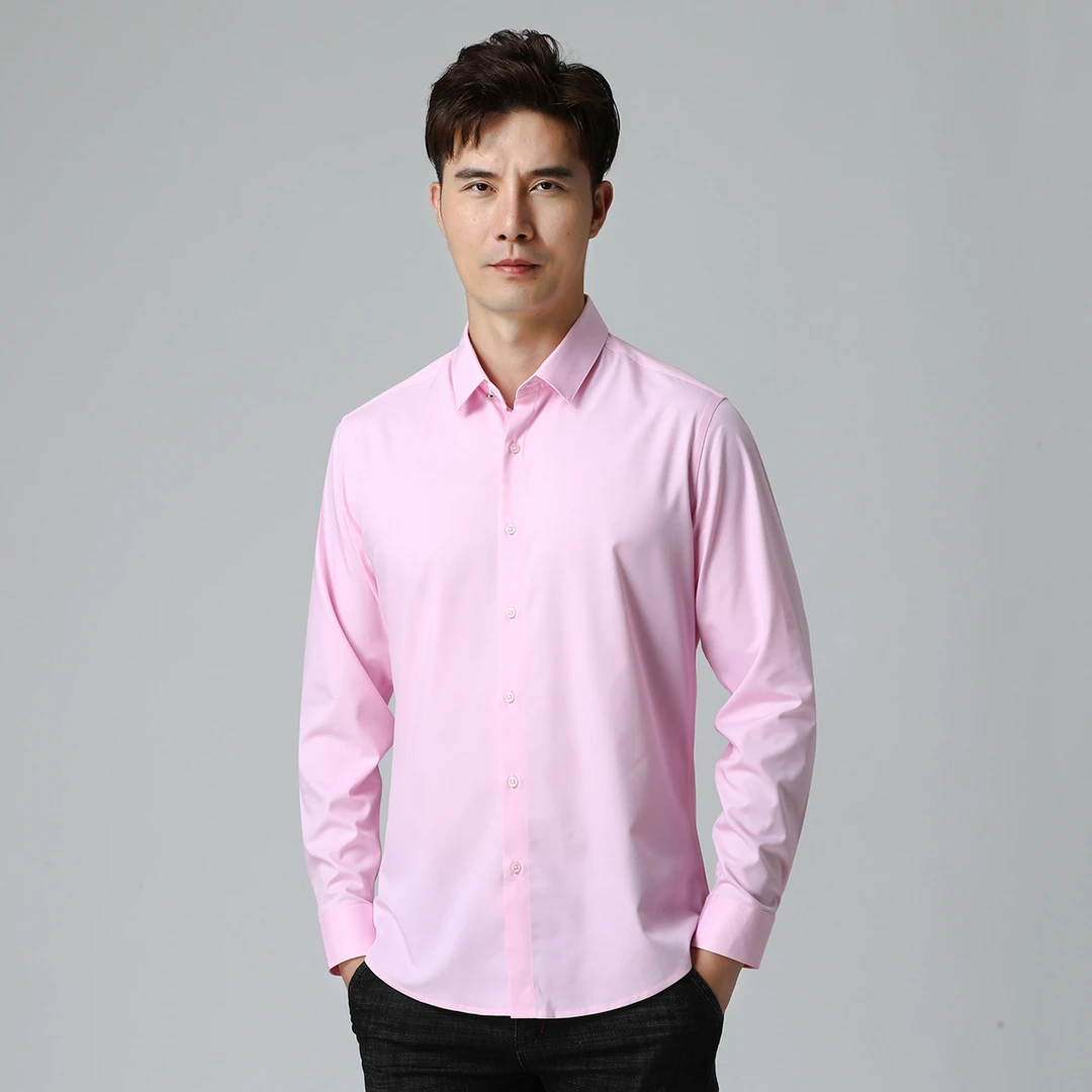 X474男装春秋季新款男式尖领简约青年商务休闲长袖衬衫