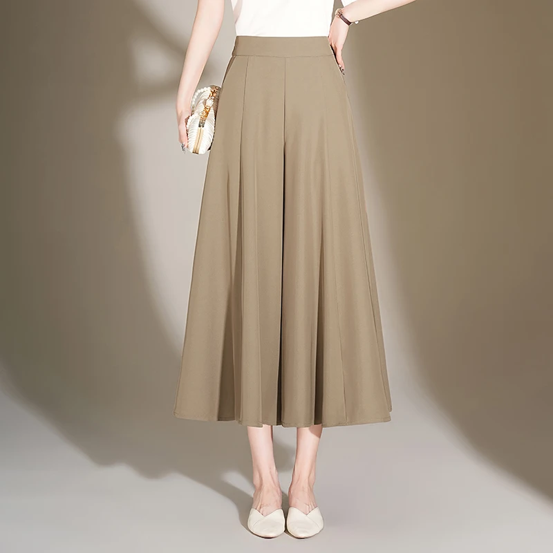 大摆裙裤阔腿裤女2025春夏秋宽松垂感高腰A字显瘦休闲裤九分裤裙