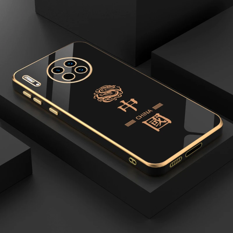 新款电镀防摔镜头保护硅胶软壳适用于华为Mate30中国龙手机壳