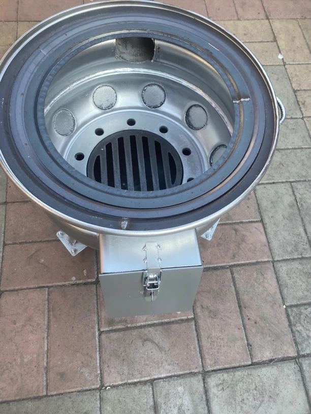 佳崎柴火炉家用做饭，炖肉，柴煤两用，半挂车轮毂钢圈制作