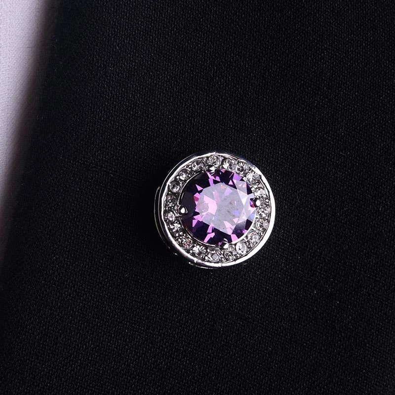 高端男士胸针紫色水钻胸花结婚礼物徽礼品正装服饰时尚简约配件r