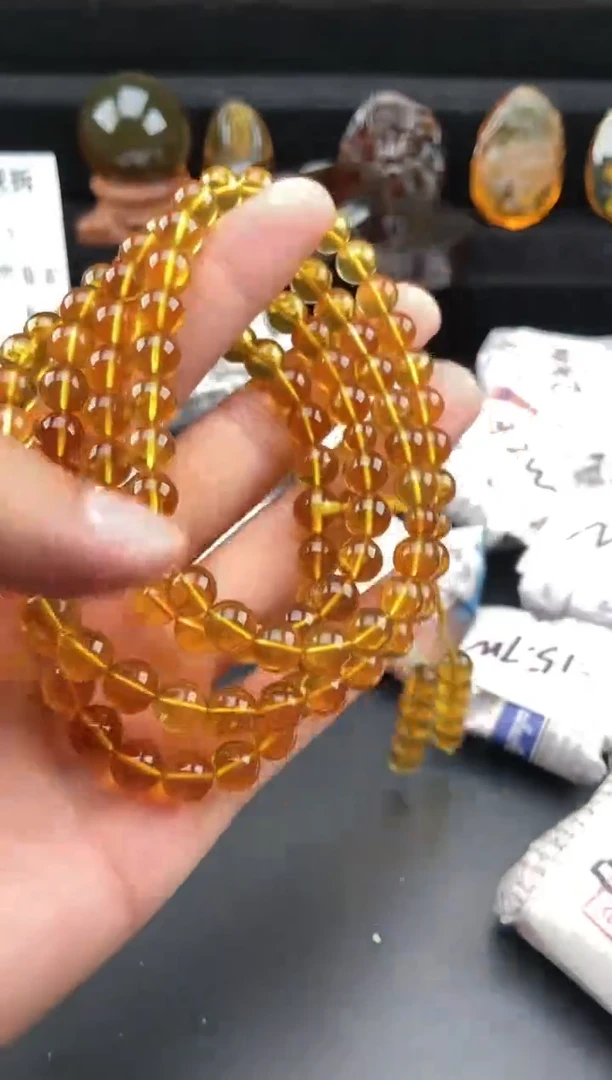 【闪购商品】琥珀手链未镶嵌金棕珀108多圈项链