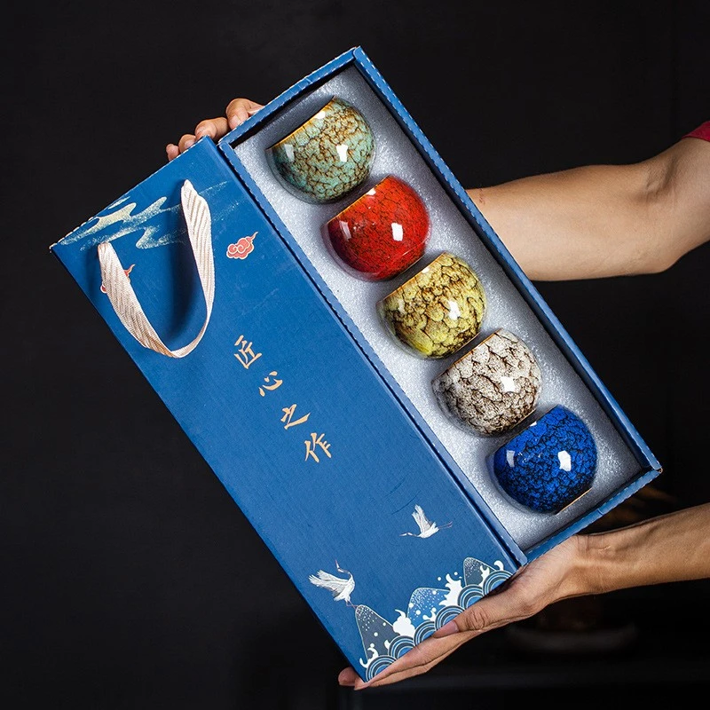 窑变五行杯主人杯大号功夫茶杯陶瓷单杯酒杯家用盏杯盏茶高档套装