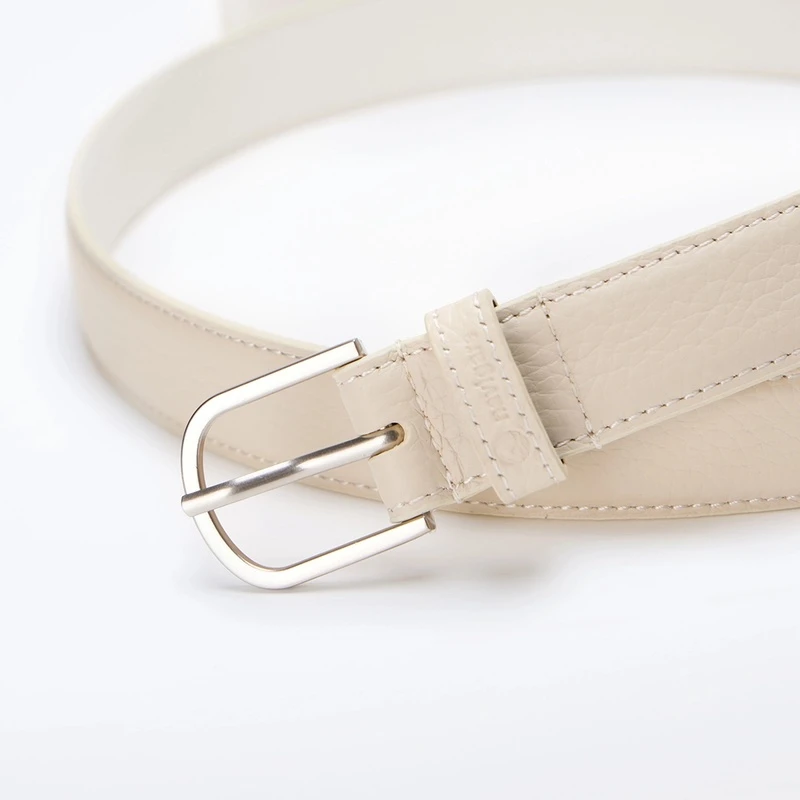 navigare意大利小帆船女士时尚潮流针扣皮带休闲百搭白色腰带
