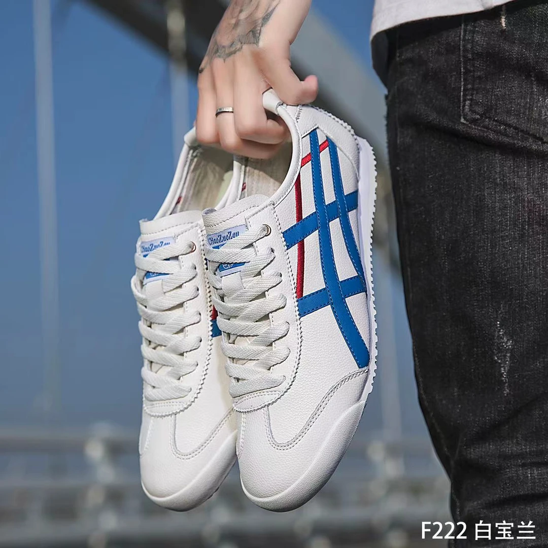 2024真皮鬼虎透气时尚潮流休闲低帮软底阿甘鞋运动百搭情侣款秋季