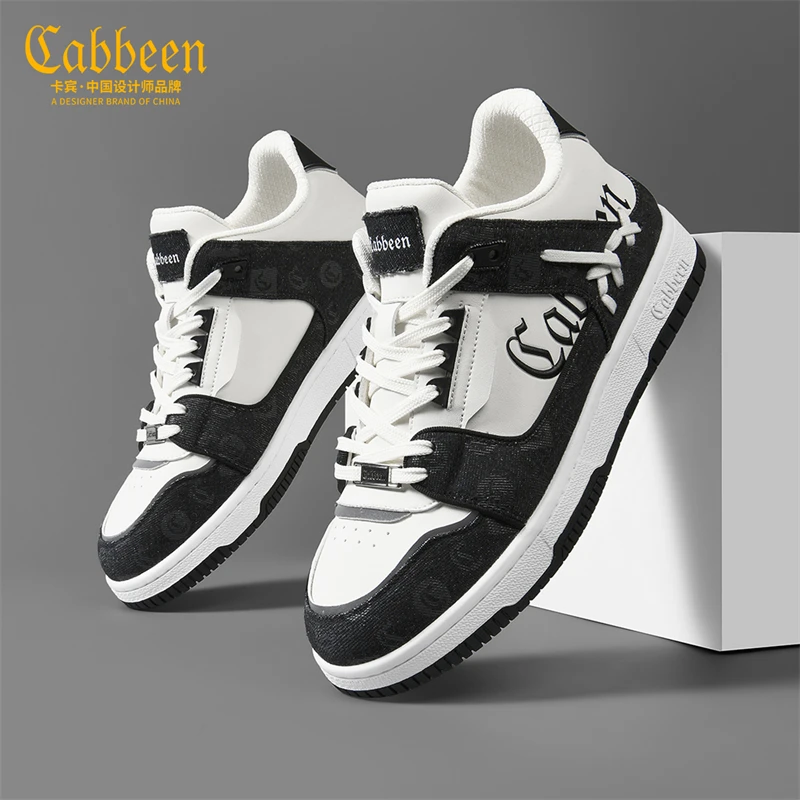 卡宾男士黑白熊猫鞋子百搭休闲板鞋男鞋秋冬季厚底潮流运动鞋男款