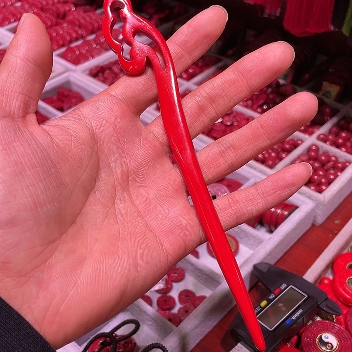 含辰砂工艺品红砂发簪