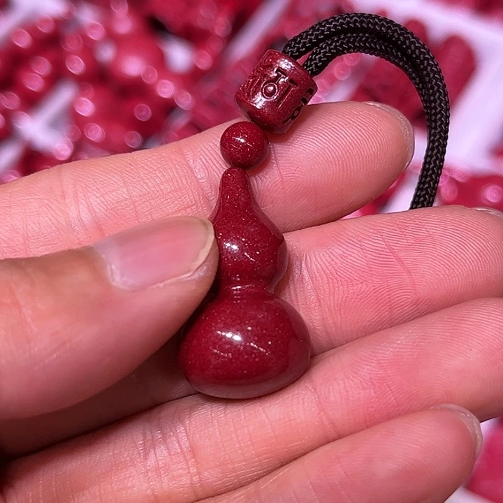 含辰砂工艺品紫金砂葫芦吊坠六字咖色绳