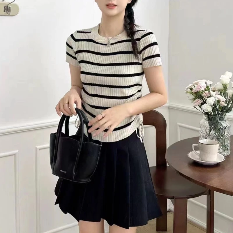 （短袖链接）2025年新款百搭宽松夏季气质小众薄款针织衫