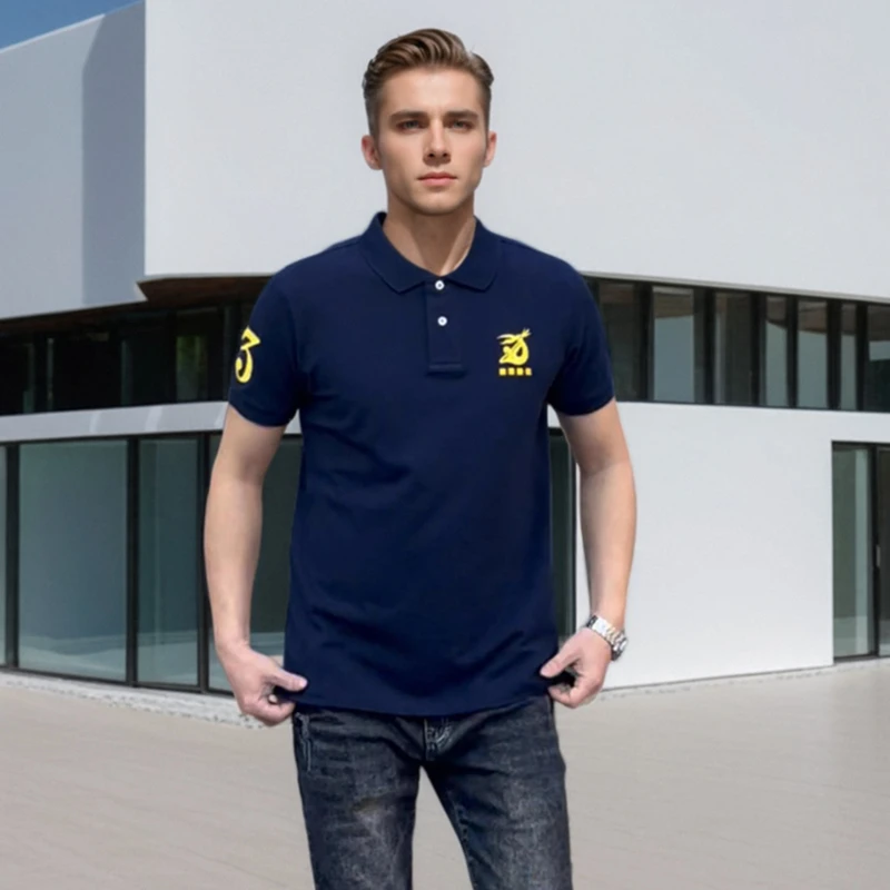 翻领男士纯棉大码宽松polo衫百搭男款T恤时尚经典纯色上衣半袖夏