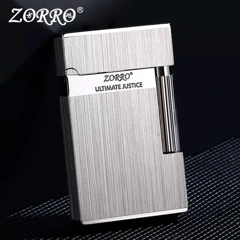 ZORRO佐罗正品金银拉丝富贵花侧滑钢琴音朗声机复古煤油打火机