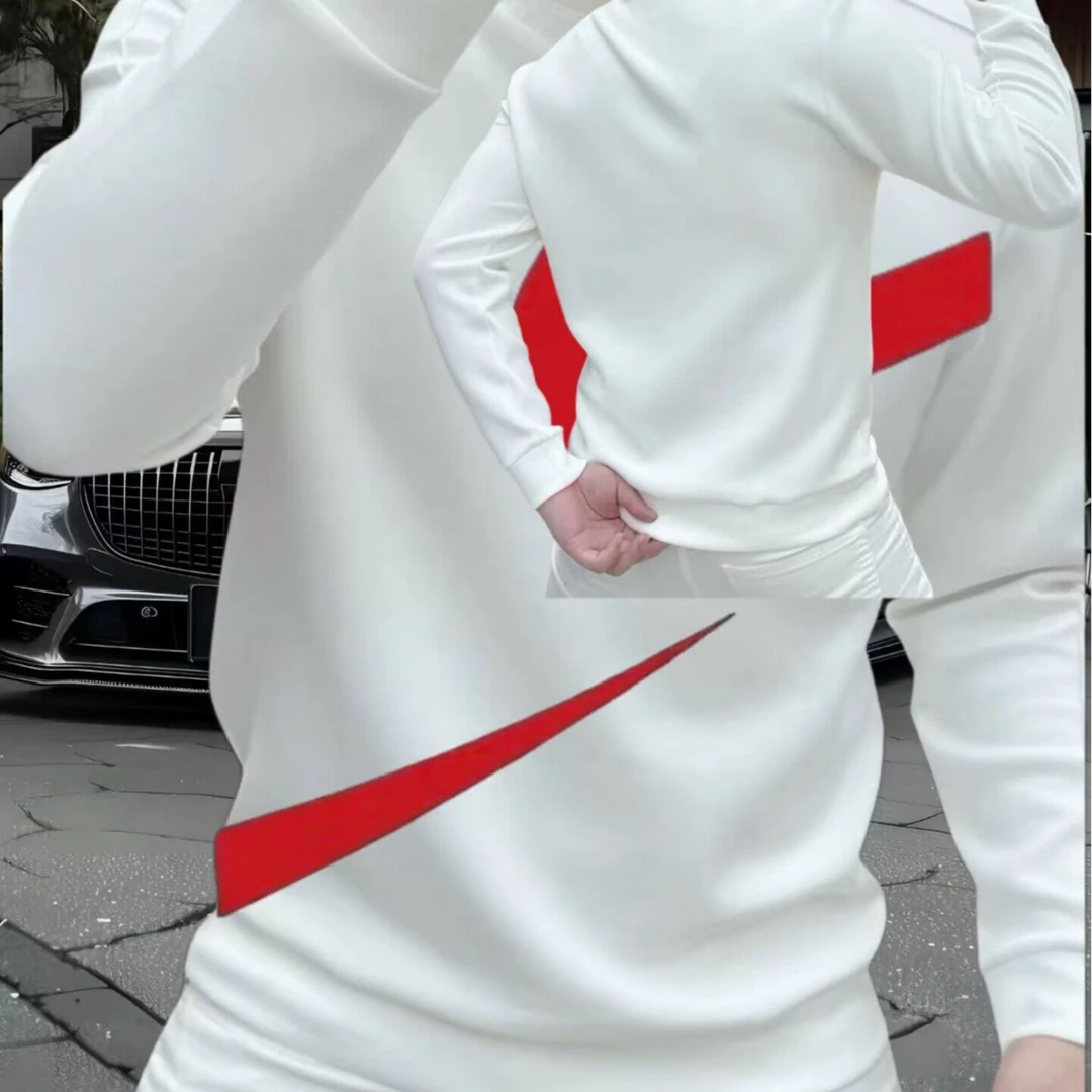 2025秋冬男士时尚百搭短袖潮流修身卫衣上衣男装休闲白色打底衫