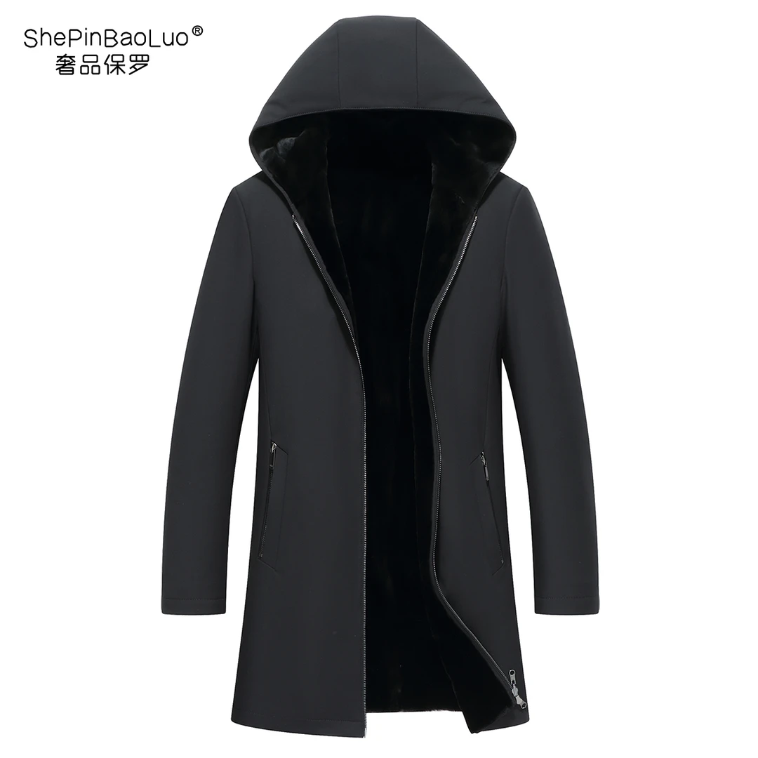 BaoLuoShePin/保罗奢品进口貂绒中老年连帽派克休闲加厚外套22022
