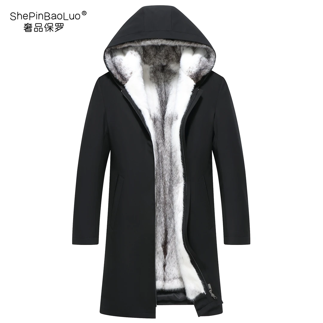 BaoLuoShePin/保罗奢品中老年水貂全胆男貂袖派克服长款外套23037