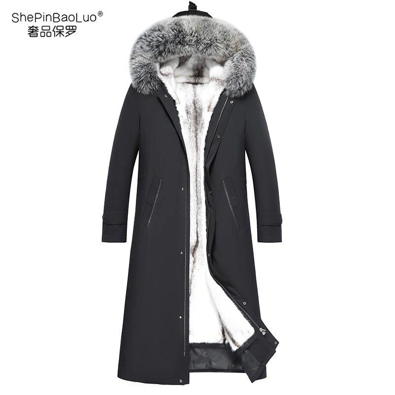 BaoLuoShePin/保罗奢品十字貂全胆貂袖中老年连帽派克服长款22020