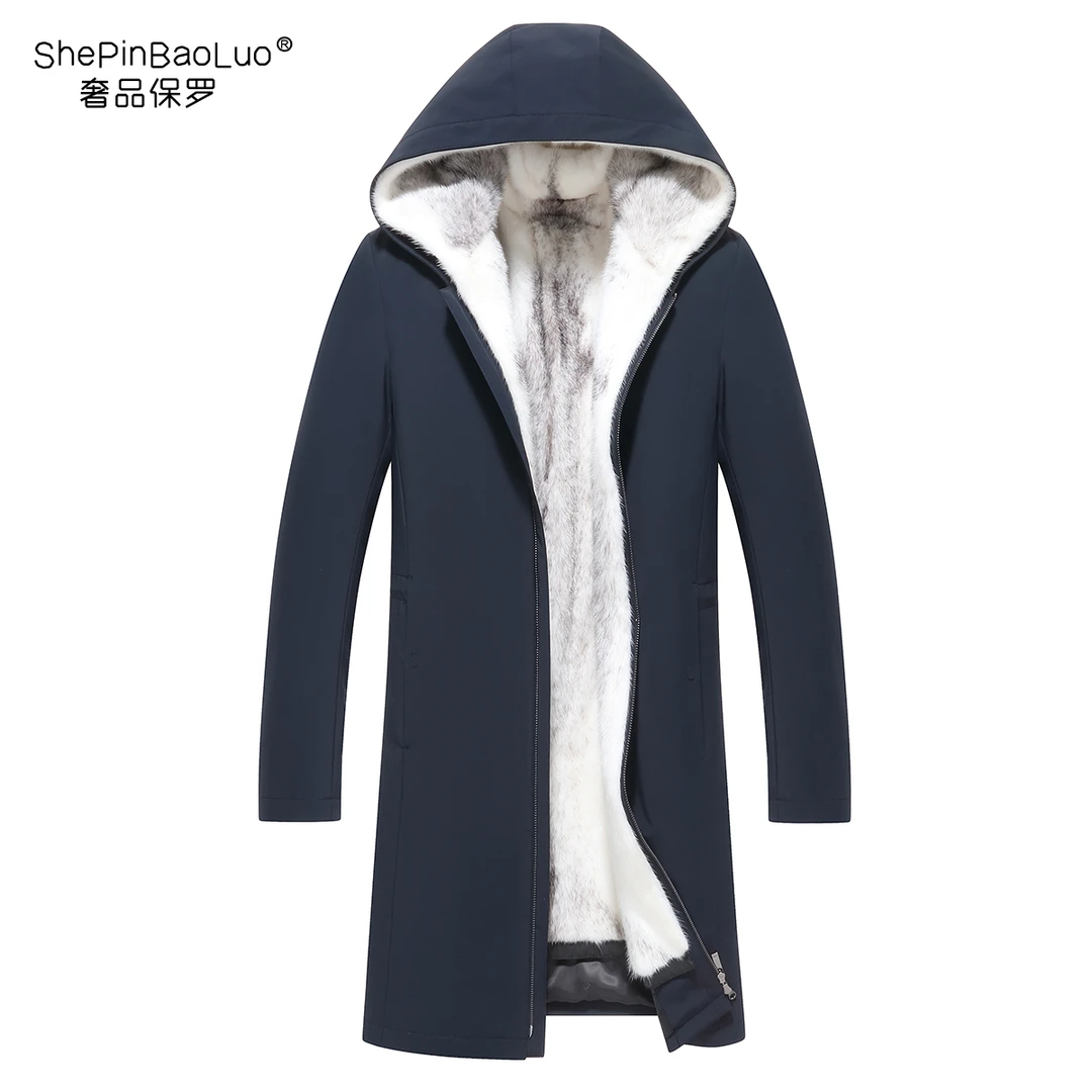 BaoLuoShePin/保罗奢品进口十字貂中老年休闲连帽加厚外套24017