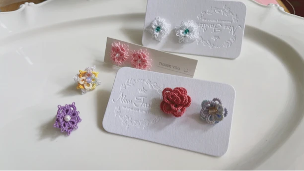 梭编耳钉材料包五对装含教程配件包装袋