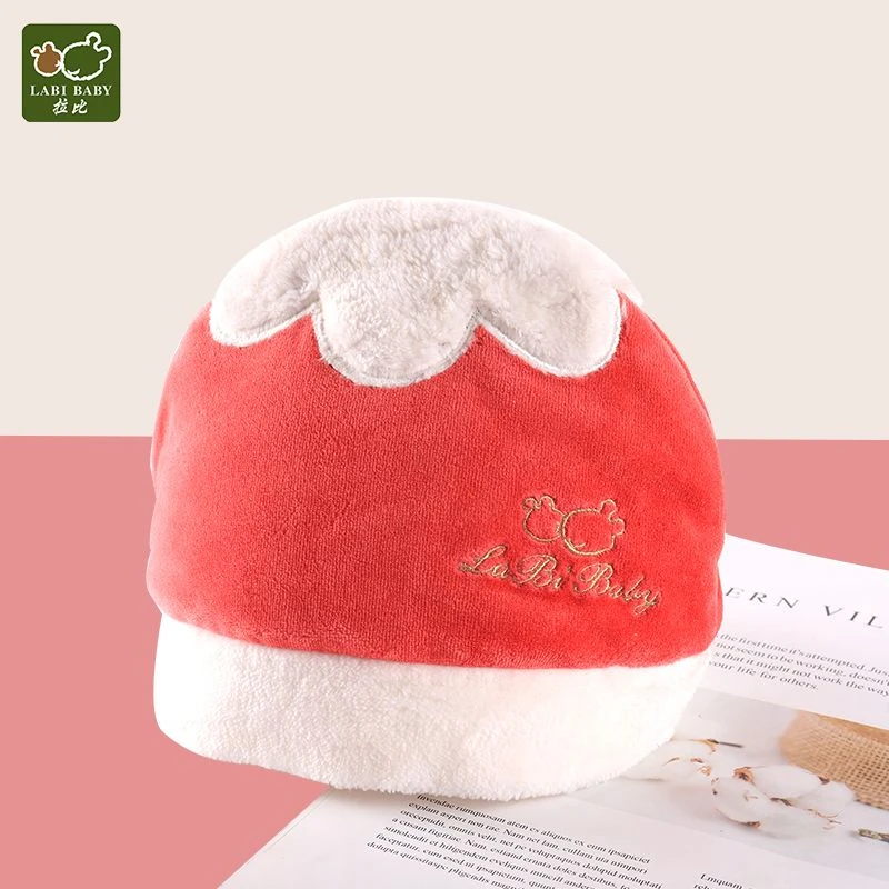 拉比婴儿帽子秋冬季可爱网红新生婴幼儿大头围宝宝铺棉帽圣诞BB帽