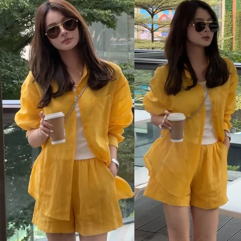 时尚套装女2024夏季新款洋气显瘦薄款防晒衬衫短裤休闲减龄两件套