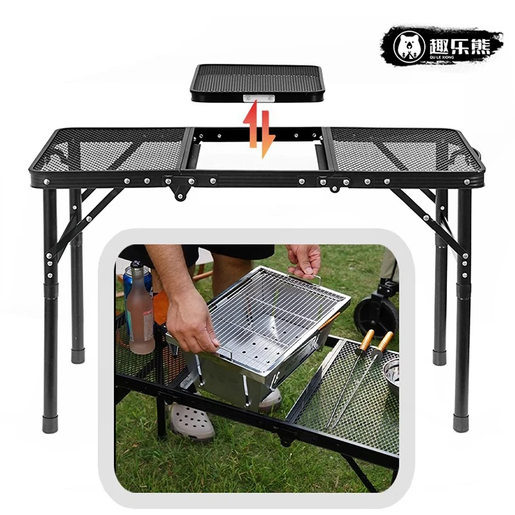 户外折叠桌IGT炉烧烤桌露营自驾游轻量移动厨房车载高低网桌收纳