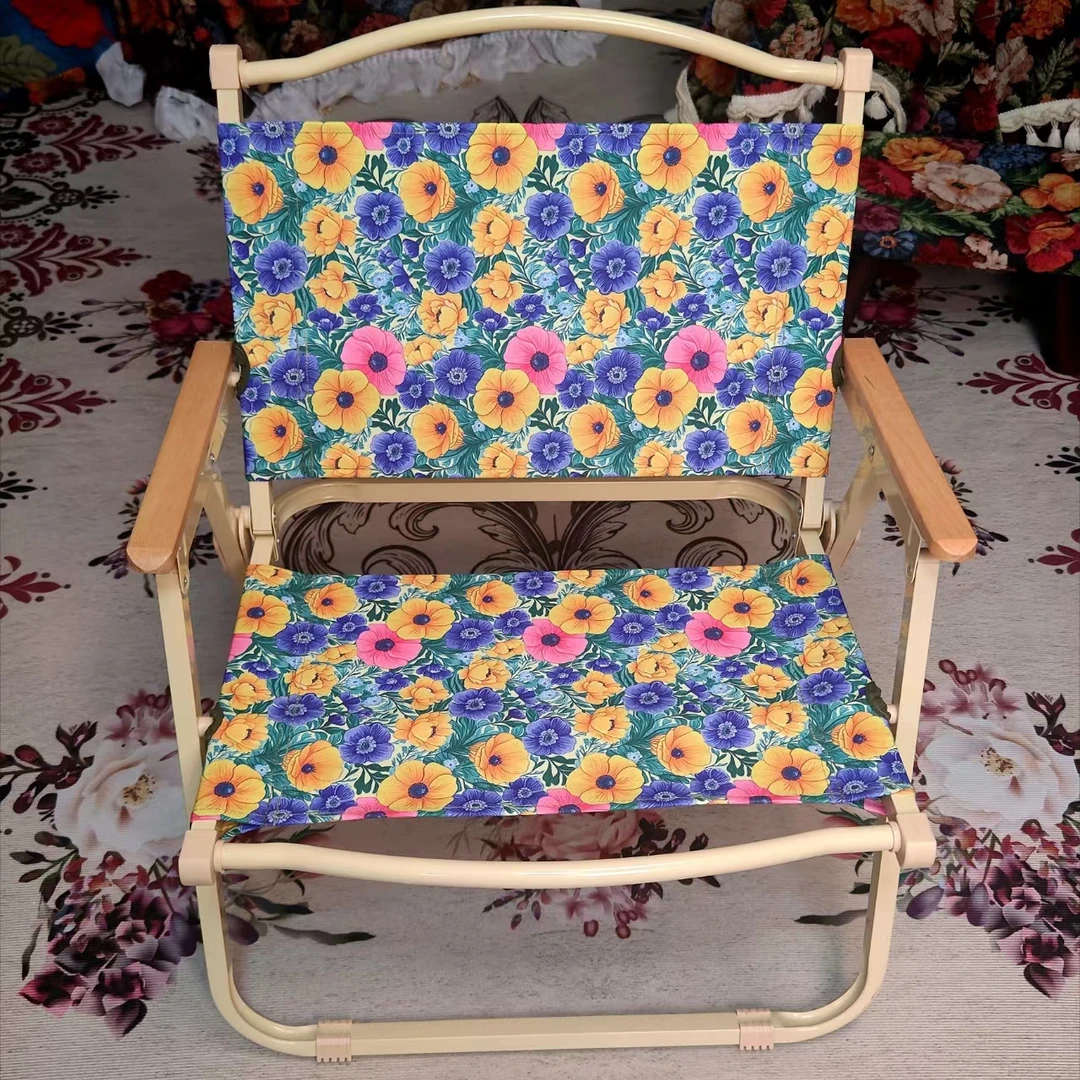 户外法式复古折叠椅便携式克米特椅森系露营轻便靠背山川椅繁花椅