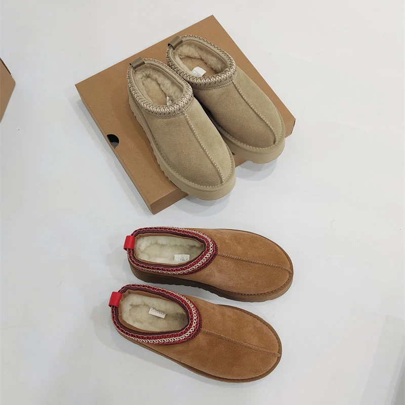 慕林娜 断货王~皮毛一体名族风懒人松糕厚底塔茨雪地半拖鞋 2553