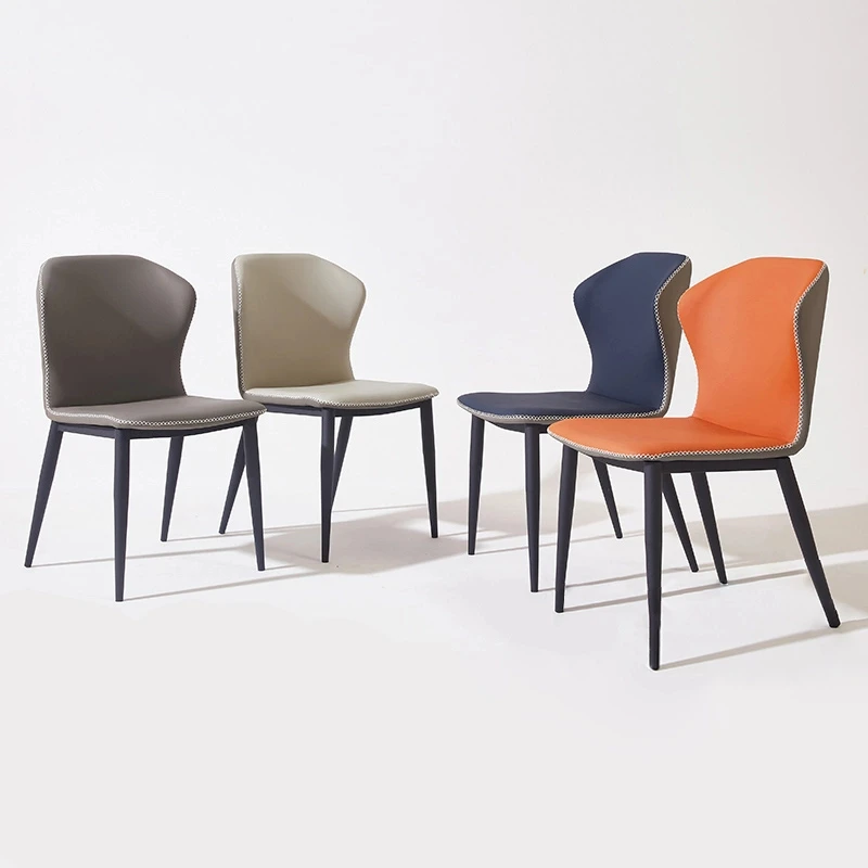 意式轻奢现代餐椅餐厅软包网红靠背椅北欧简约设计师洽谈凳子家用