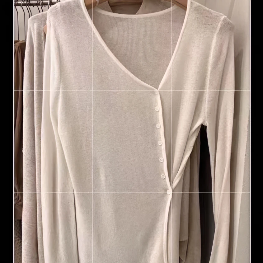 果果雅致 休闲时尚设计感气质百搭长袖针织衫上衣22225