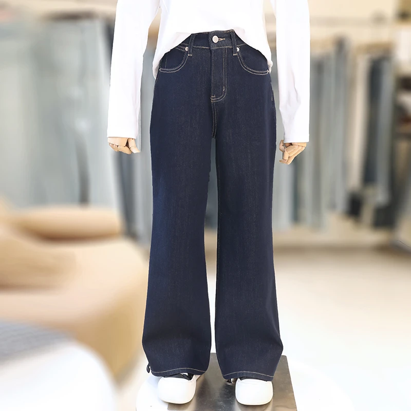 zaw大码牛仔裤女春秋高腰直筒裤胖mm显瘦裤子/24502