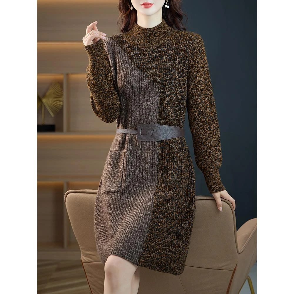 小个子超好看连衣裙2024新款女春秋季配大衣毛衣裙针织羊毛打底裙