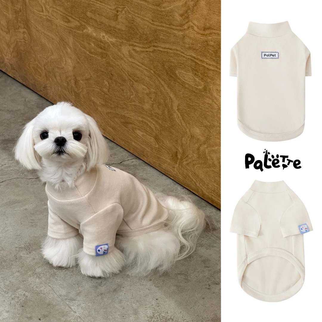 PalettePet秋冬宠物服装猫咪狗狗网红米白色贴布德绒短袖打底