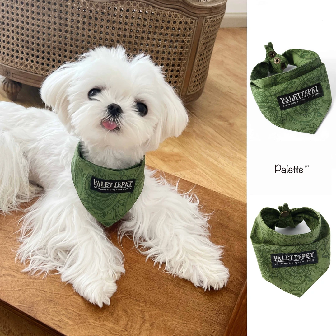 PalettePet春夏宠物服饰猫咪狗狗宠物网红复古腰果花贴布三角巾