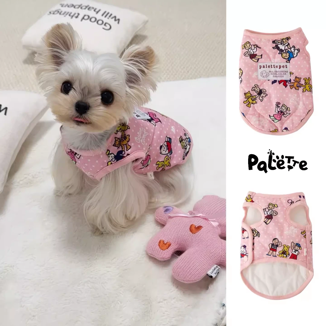 PalettePet春夏宠物服饰猫咪狗狗网红粉色衍缝加棉马甲棉袄