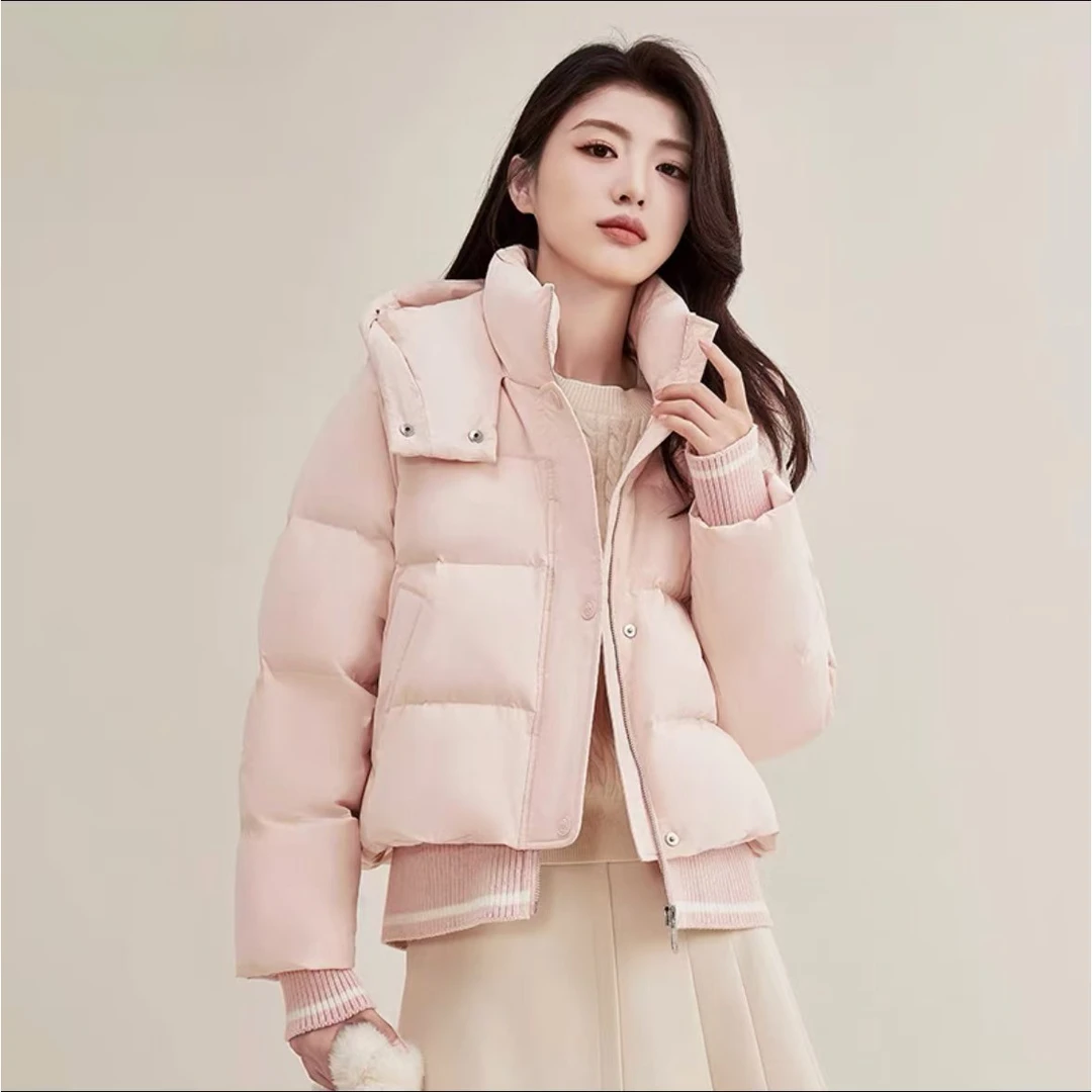 【芬兰漫雪】羽绒服女冬季新款24年时尚短款加厚保暖面包服外套W626
