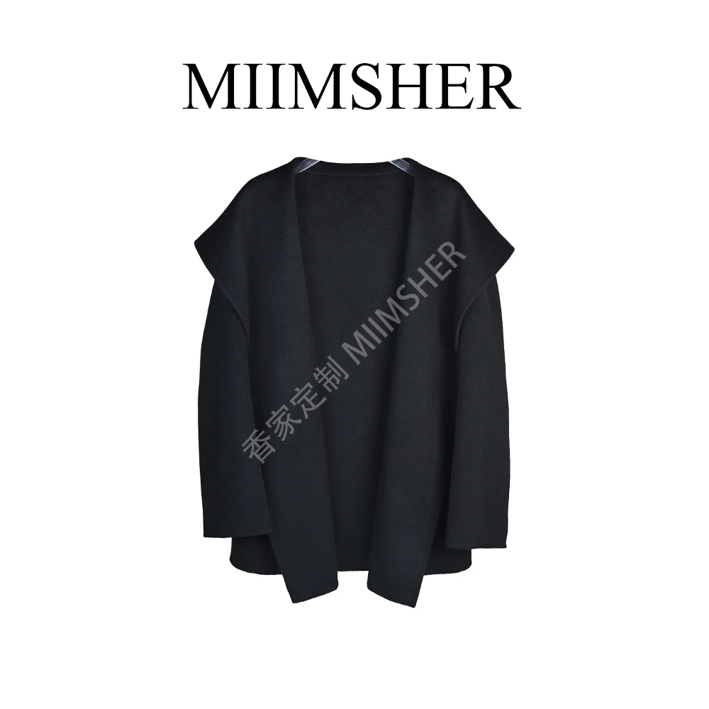 心动符号经典双面羊毛秋冬新款浴袍大衣气质女外套MS241919