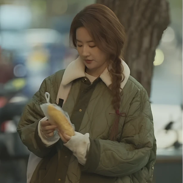 玫瑰的故事刘亦菲同款 军绿色宽松棉服秋冬翻领棉衣棉外套女WGL72