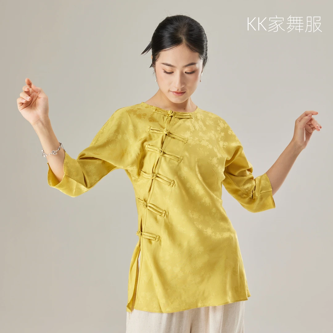 KK家中式提花旗袍中袖上衣古典舞服现代舞服身韵服练功服