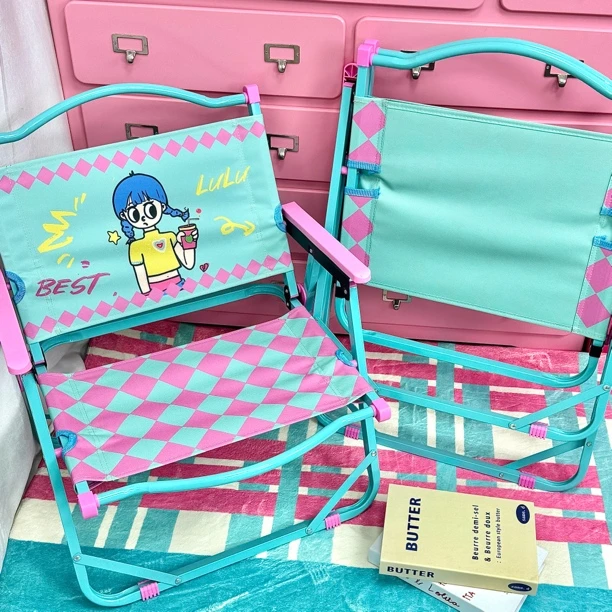 可乐妹卡通户外露营克米特椅折叠便携沙滩椅子桌子桌椅