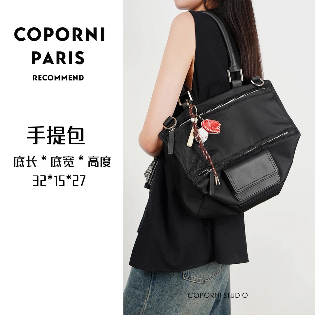 【辰辰真皮手工】2024新款潘多拉盒子包帆布拼真皮单肩包机车风