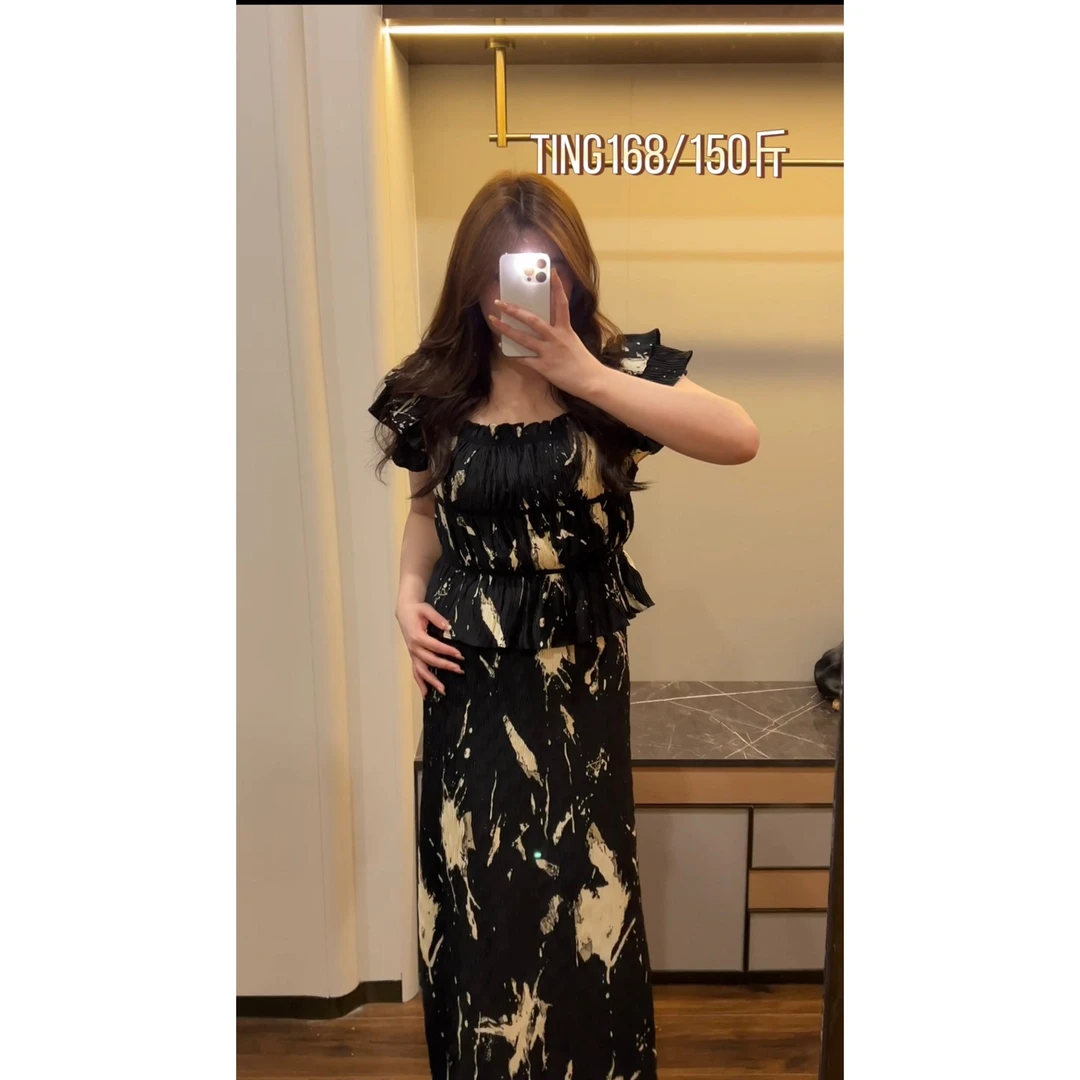 JWT669【夜色黄昏】套装气质半身裙夏季法式日常印花