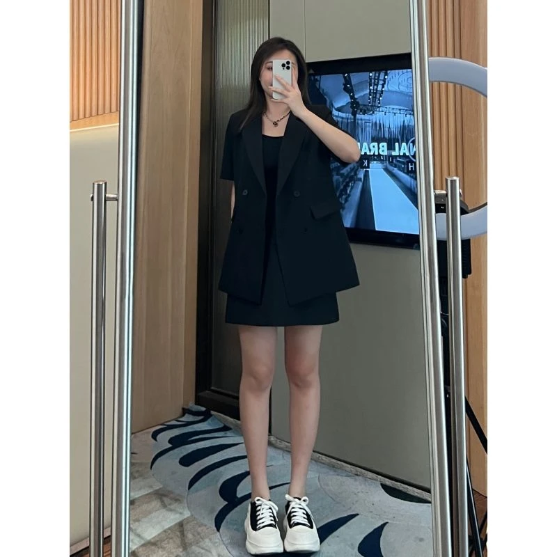 微胖女装套装女夏季新款显瘦藏肉遮肚上衣裙子两件套RL008