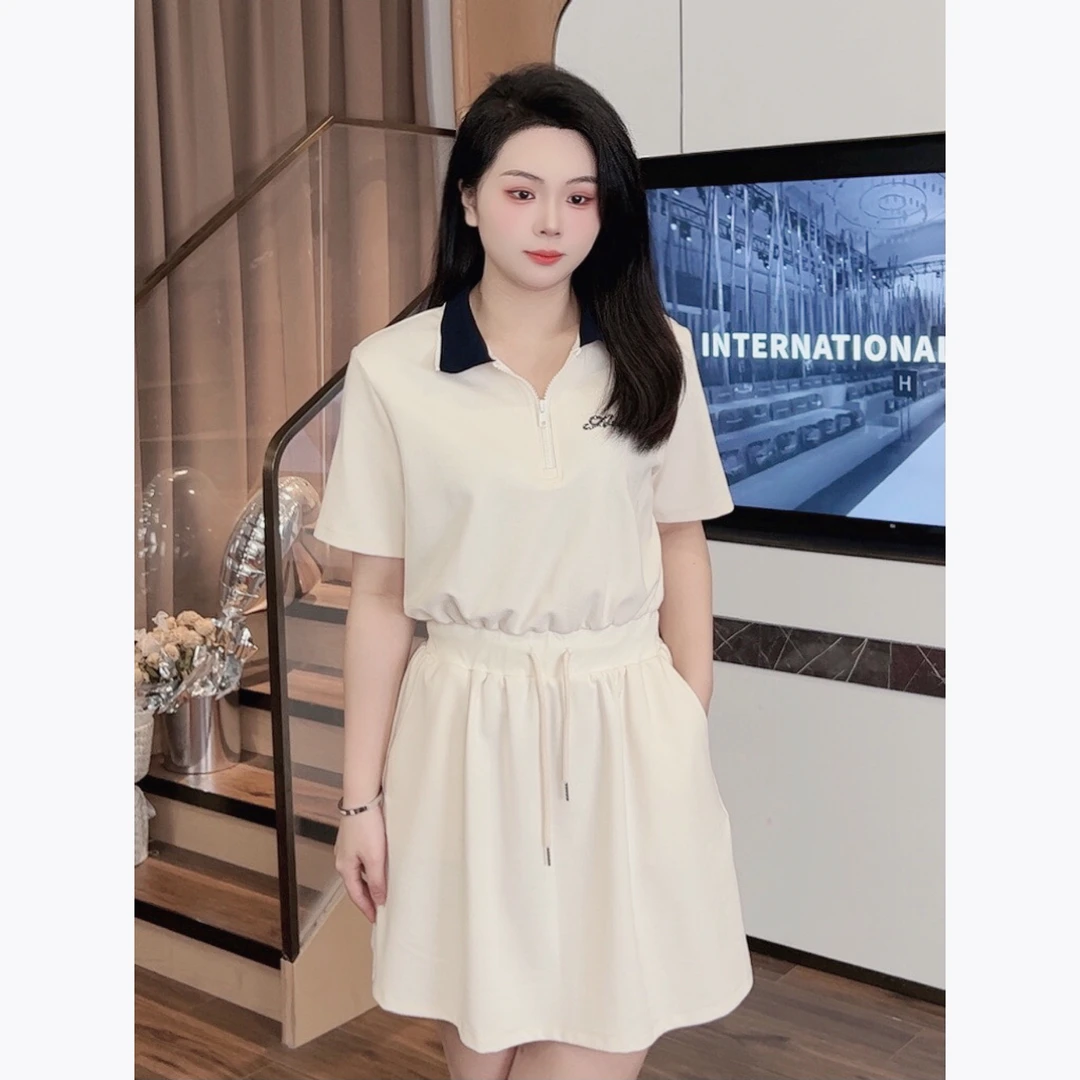 微胖定制【DM540】显瘦遮肉假两件细带连衣裙