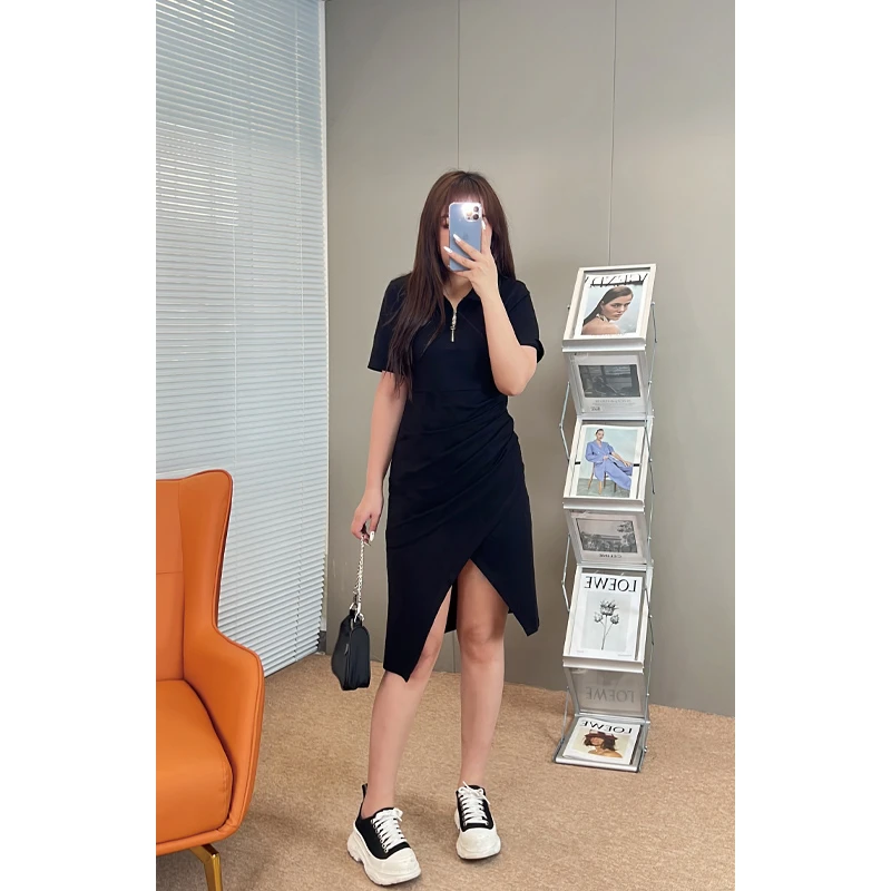 微胖定制~【绯闻女友长款】设计感不规则T恤连衣裙HC019