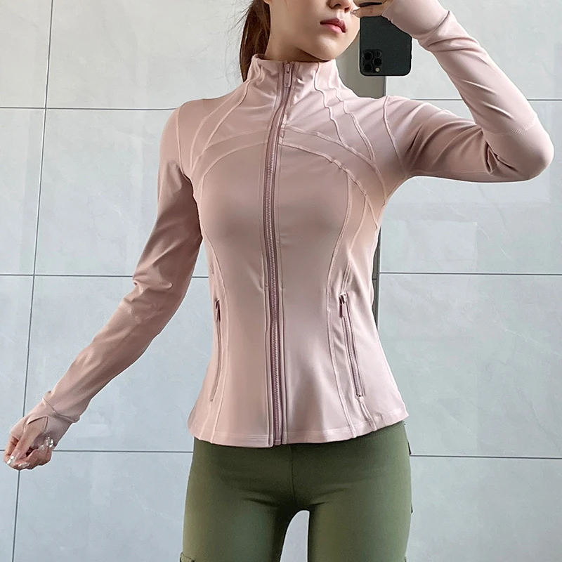 健身服速干运动外套女秋冬款长袖拉链修身训练跑步瑜伽服