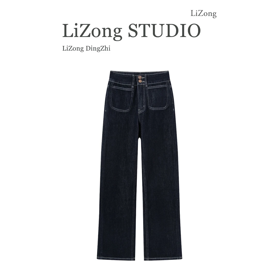 JN-6003深色牛仔裤女20025夏季新款窄版直筒时尚大码mm显瘦百搭