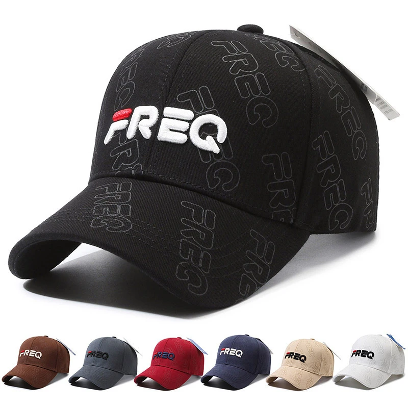 【加大款显脸小】新品百搭男女款棒球帽中绣FREQ字母鸭舌帽时尚潮流